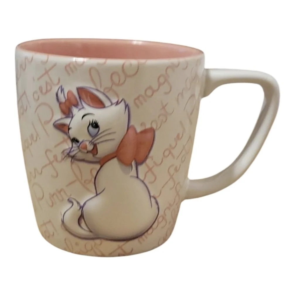 Disney Parks Marie Aristocats Pink Ceramic Coffee Mug Cat